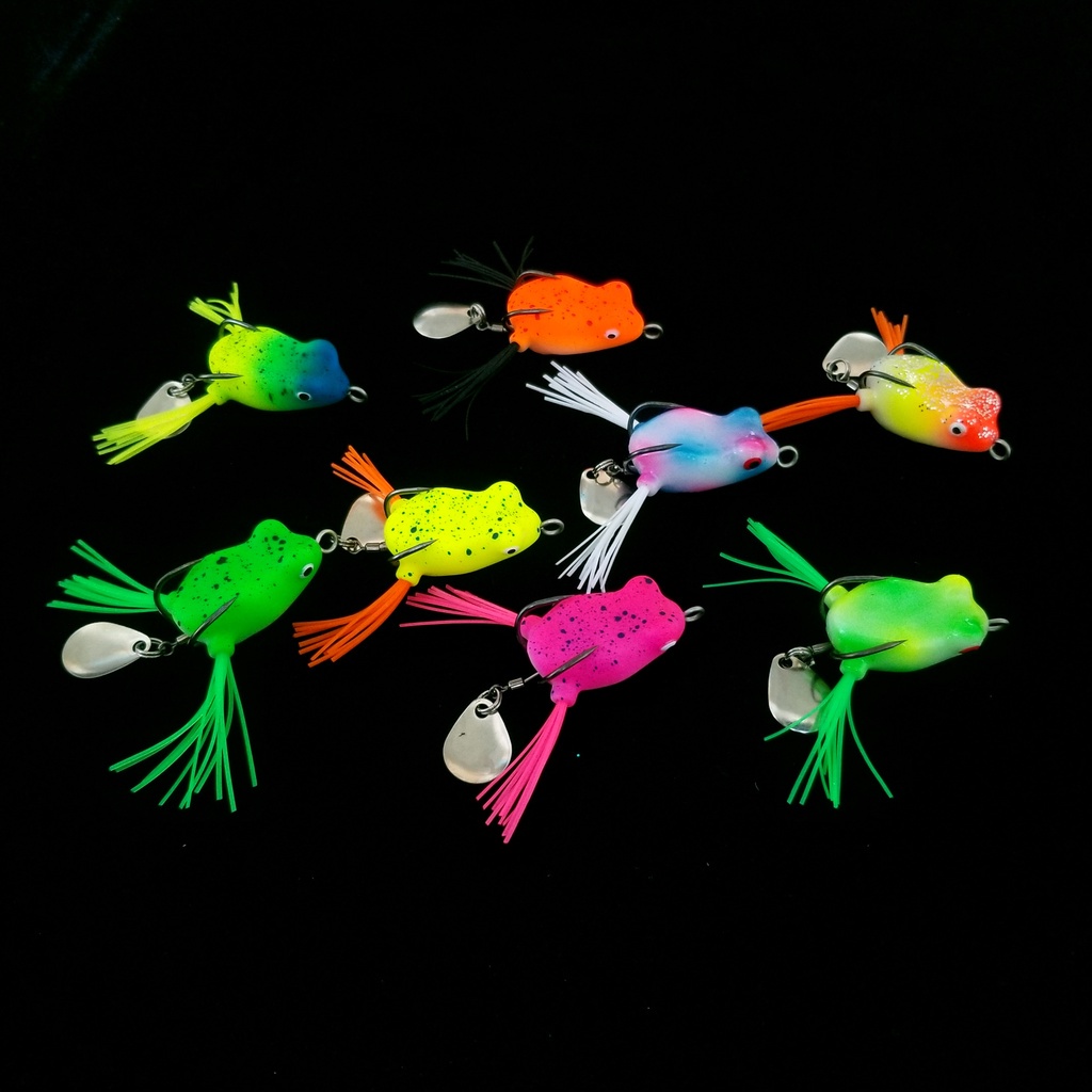 Umpan Pancing Mini Soft Frog 3cm/4.2g Katak Casting Soft Frog Lure Floating Bait 3D Eyes soft frog killer Top Water Fishing Lure With Sequins Umpan Ikan alat mancing