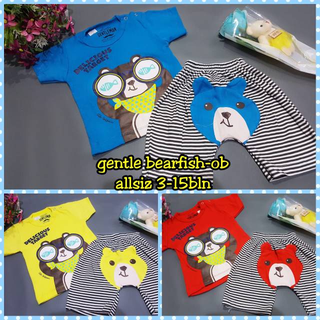 36x3 gentle bearfish. Baju bayi. Baju anak. Baju baby