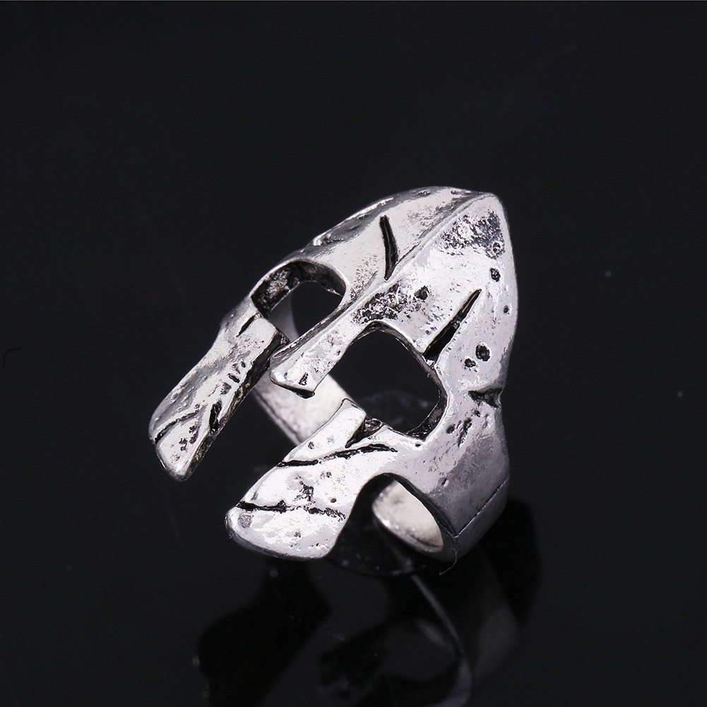 Huluboy 2 Pcs Cincin Terbuka Model Helm Spartan Gaya Vintage Untuk Pria / Pesta