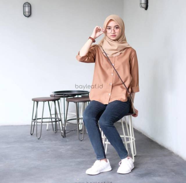 Kemeja Wanita Blouse Atasan Wanita Korea Import Murah Kekinian Lengan Panjang GI 44-2