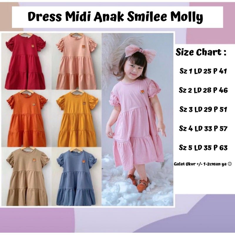 Dress Midi Anak Premium Sz 1 2 3 4 5 (By Smilee)