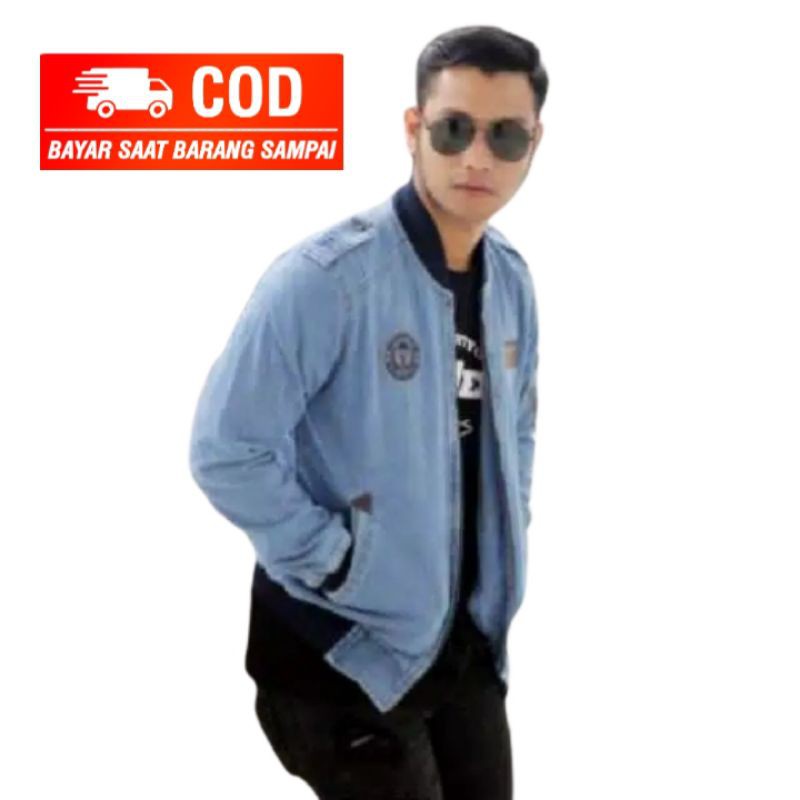 PROMO BAYAR DI TEMPAT / JAKET BOMBER JEANS PILOT - BOMBER JEANS PILOT - BOMBER JEANS THE BERRY -