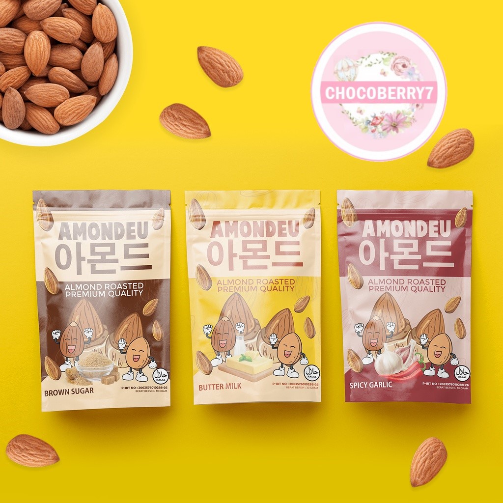 AMONDEU KOREAN ALMOND ROASTED 30gr - 100% Pure Almond Yummys Almond