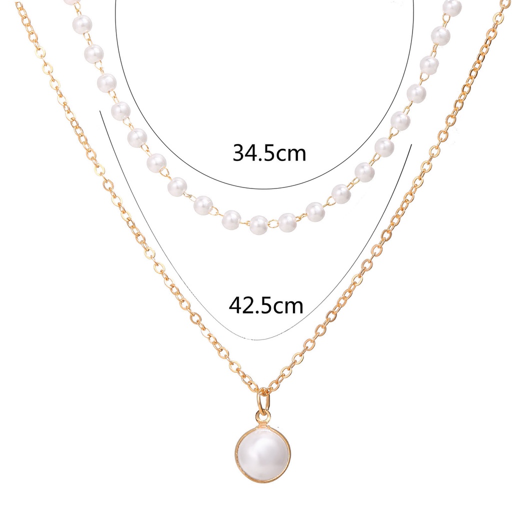 Hu Hu Hu Hu Hu Alat Bantu Pasang Kacamata♡ Kalung Rantai Klavikula Mutiara Double layer Bahan Alloy Untuk Wanita