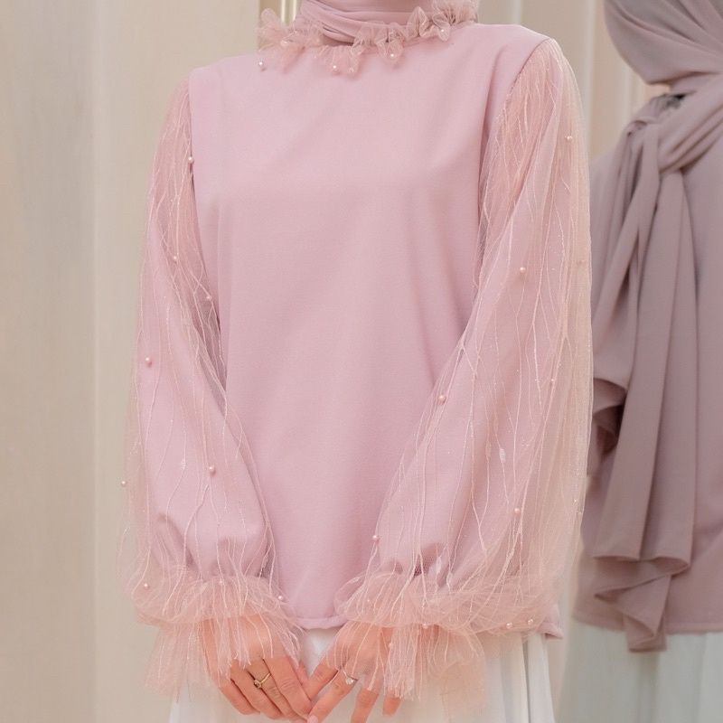 VERONICA BLOUSE / ATASAN TULLE WANITA TERBARU DENGAN MUTIARA