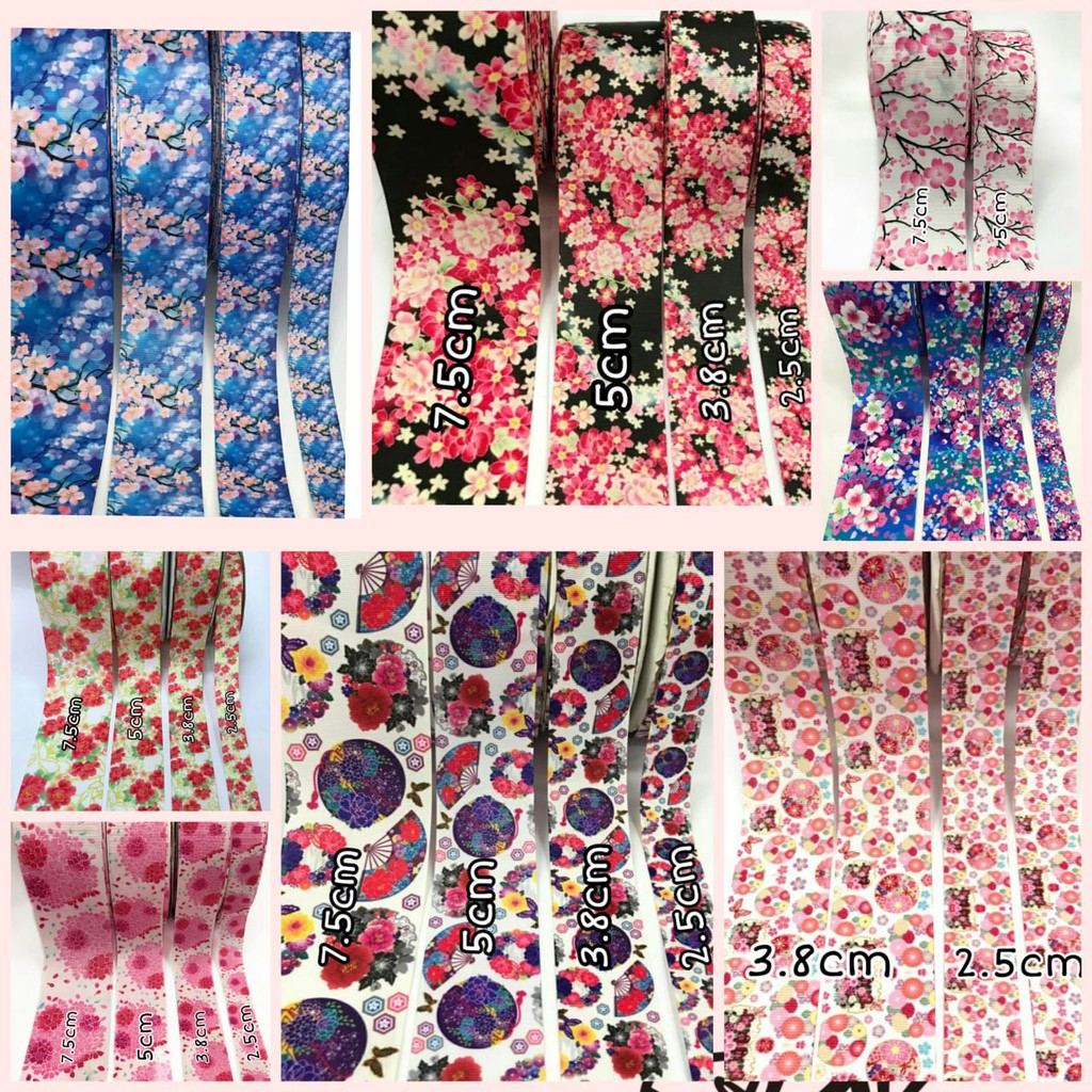 1 YARD  - PITA GROSGRAIN MOTIF BUNGA IMPORT PREMIUM