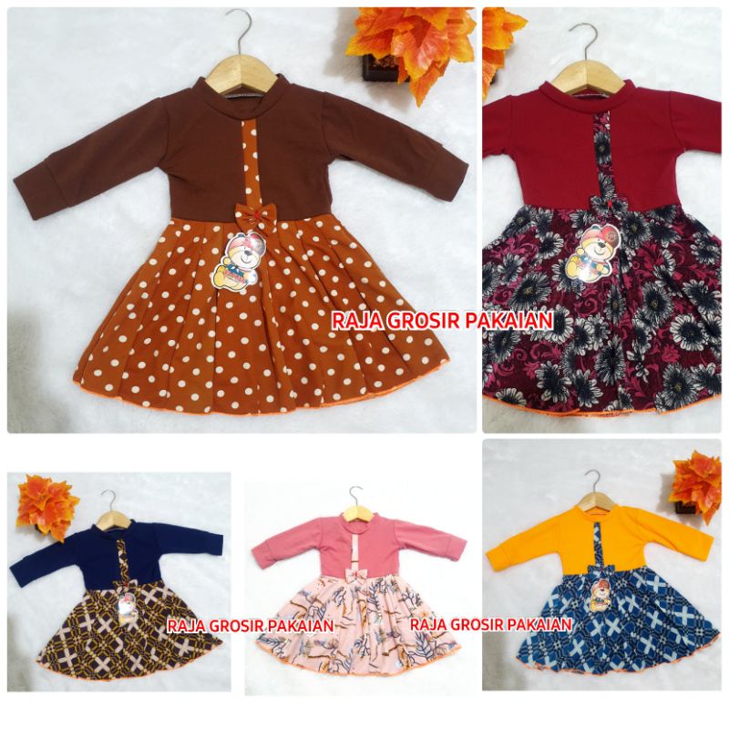 Baju Dress Anak Valencia 1-7 Thn / Dress Anak Lengan Panjang Dress Pesta Anak Murah