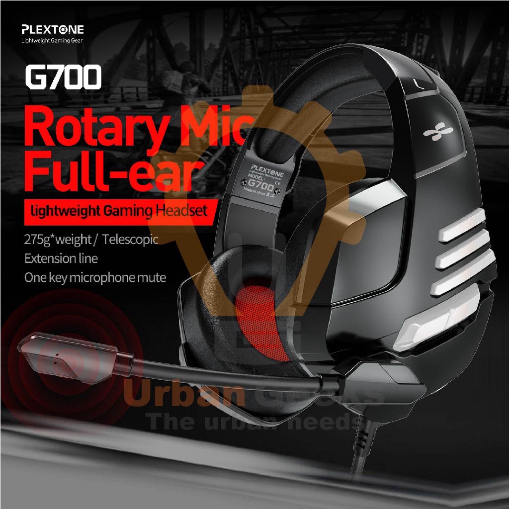 Gaming Heaphone Over Ear Earphone Retractable Microphone Plextone G700