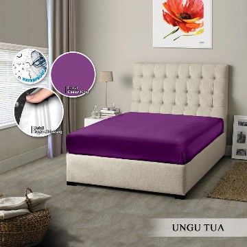 SPREI MONALISA POLOS WATERPROOF - 160x200 anti ompol air water proof polos emboss- 160 QUEEN sp160wpmona-Ungu Tua