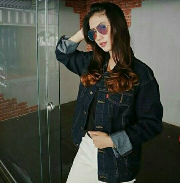 Jaket Jeans Denim Cewek Blue Black