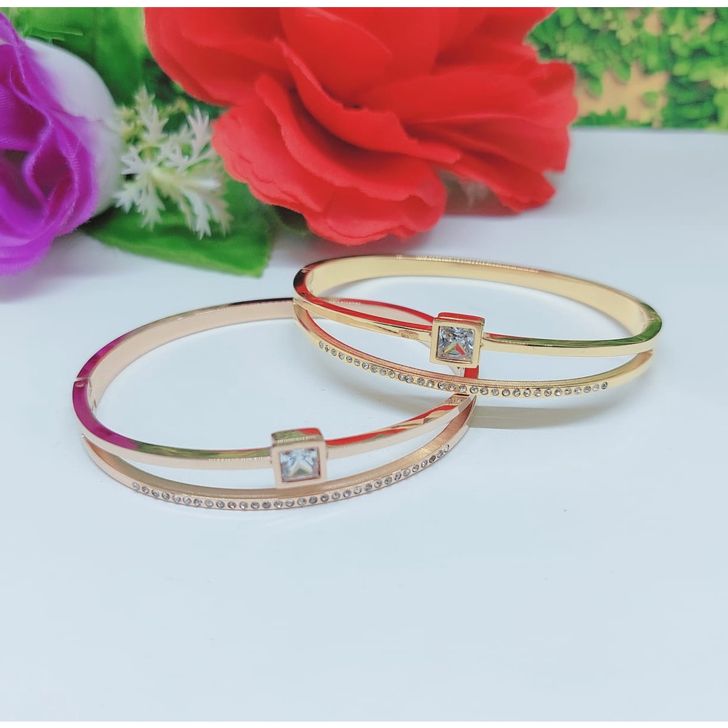 Set Gelang dan Cincin  titanium permata perhiasan fashion 0323