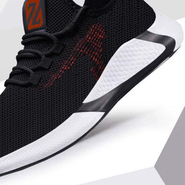 ☛ WAADOO Sport Shoes Pria Shocker Sepatu Running Olahraga Hitam Merah ❂