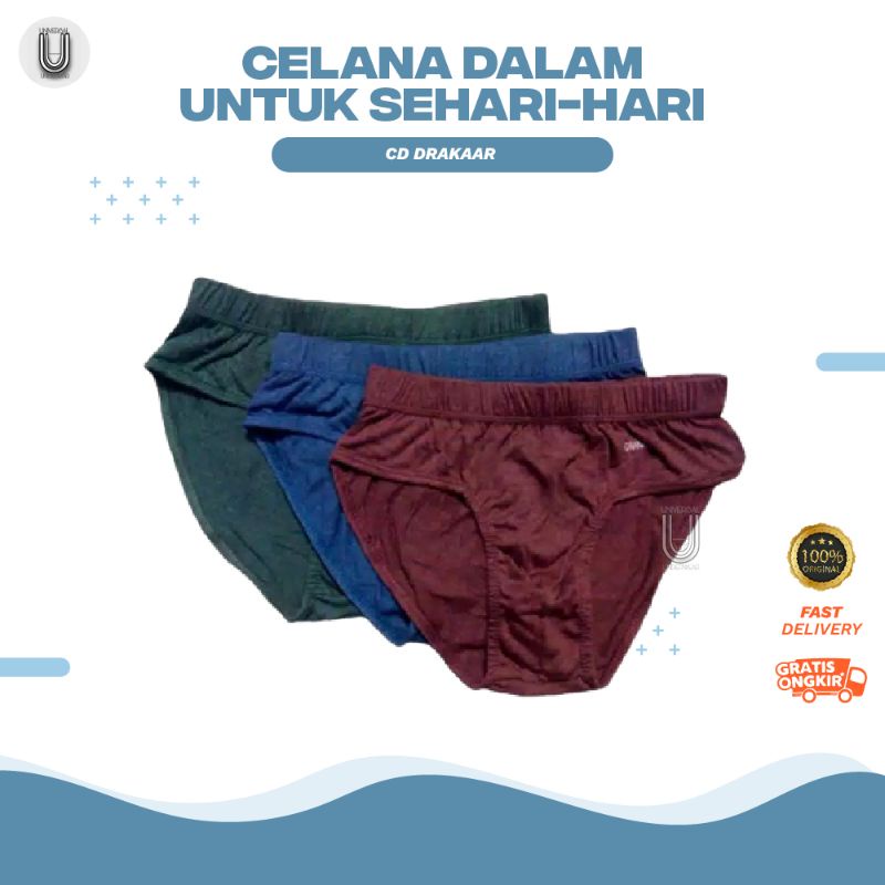 Underware CD Sempak Celana Dalam Polos Pria Drakaar Bahan 100% Katun Premium By Universalunderwear