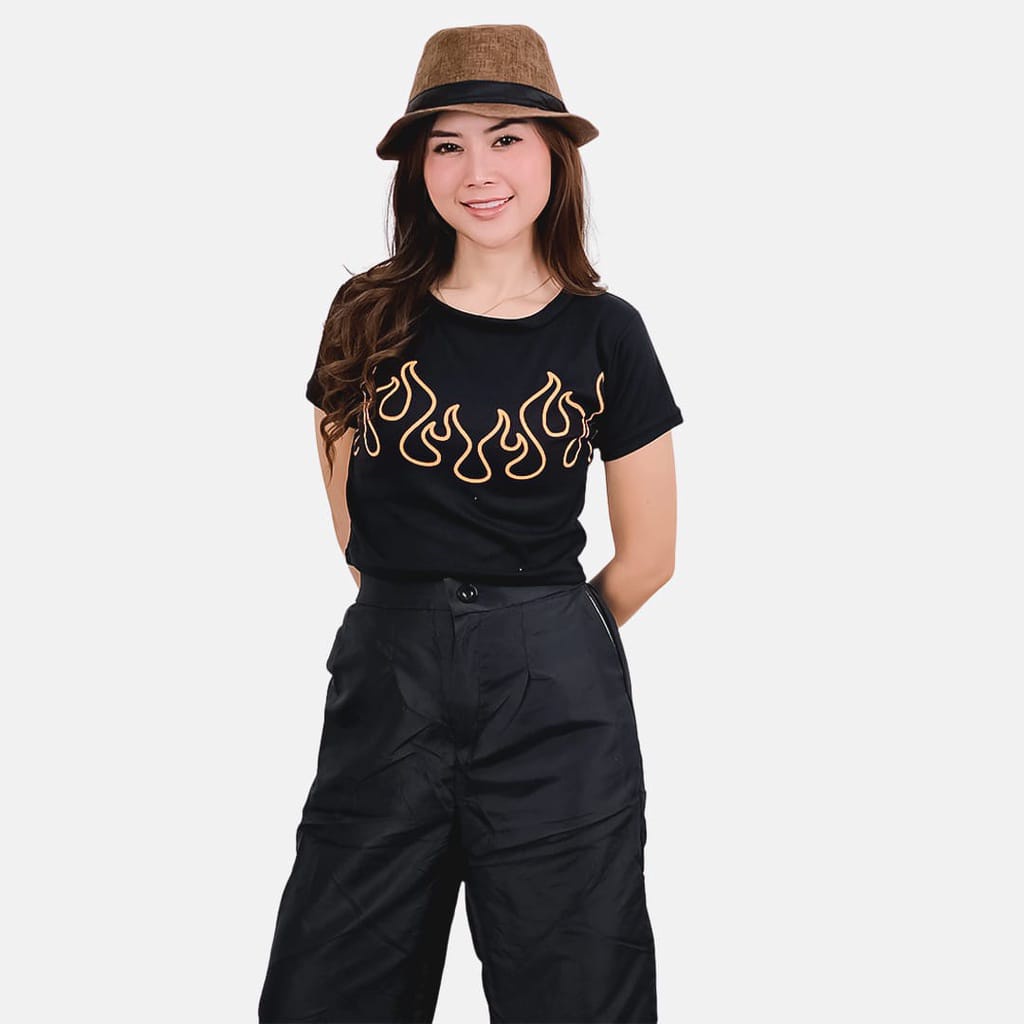 Kaos Crop Te Fire Shirt