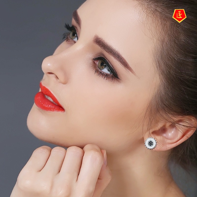 [Ready Stock]Luxury Creative Ladder Diamond Stud Earrings