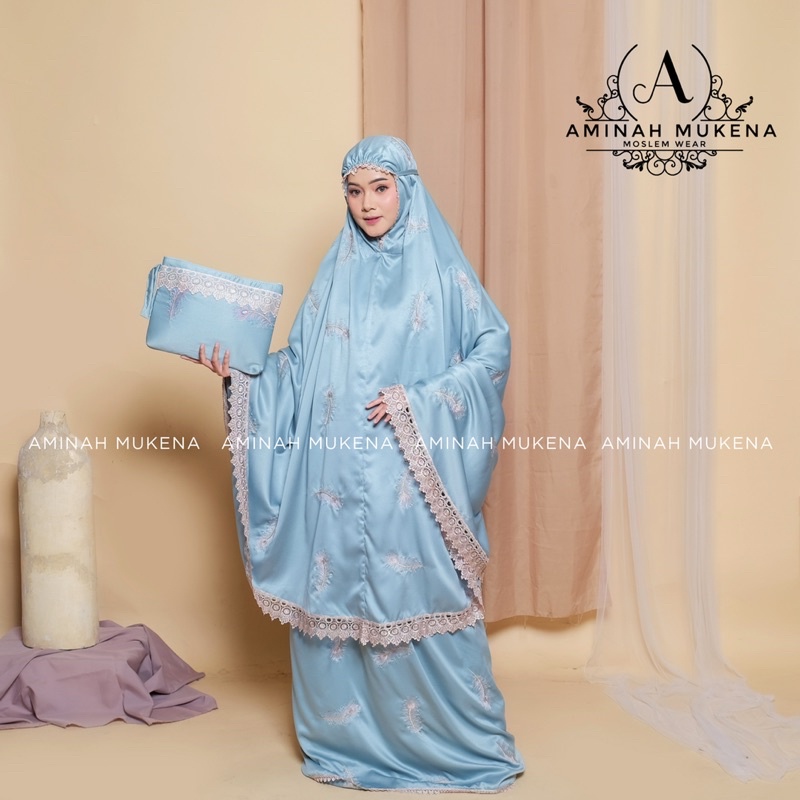 Mukena Dewasa Silky Bordir Mewah Merak Renda Alesya