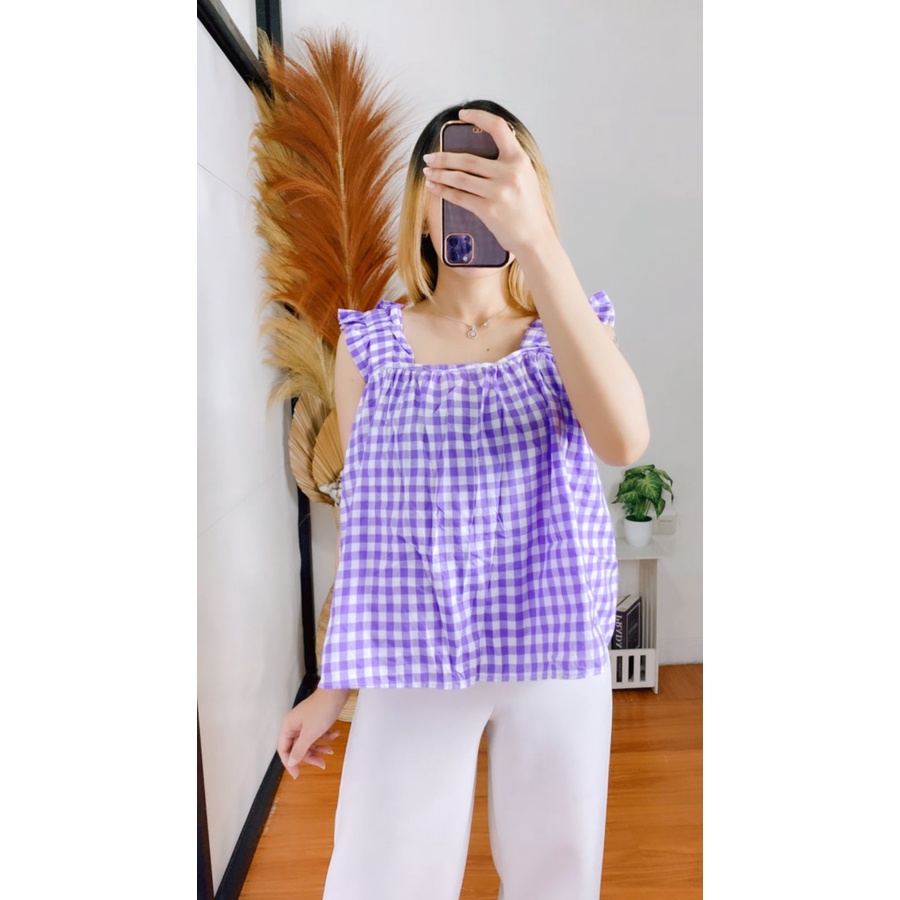 RX Fashion - Tanktop Layer / Tanktop Sesil Gingham // Tanktop Wanita -BN-SESIL GINGHAM UNGU