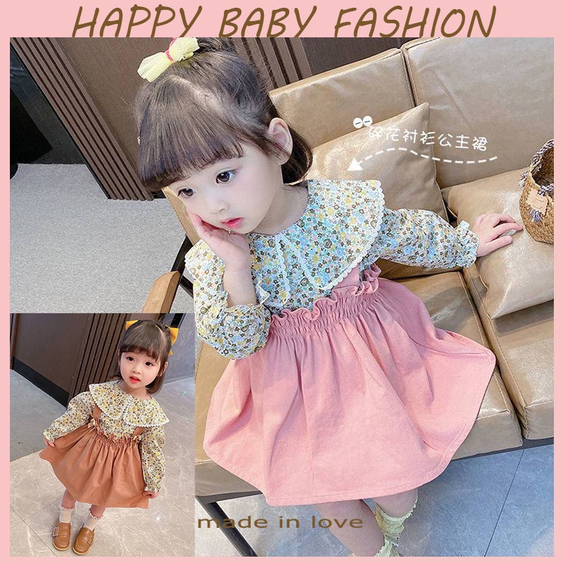 【Happy Baby】0- 4Tahun QZ-35 Dress anak perempuan Motif bunga Fashion Anak