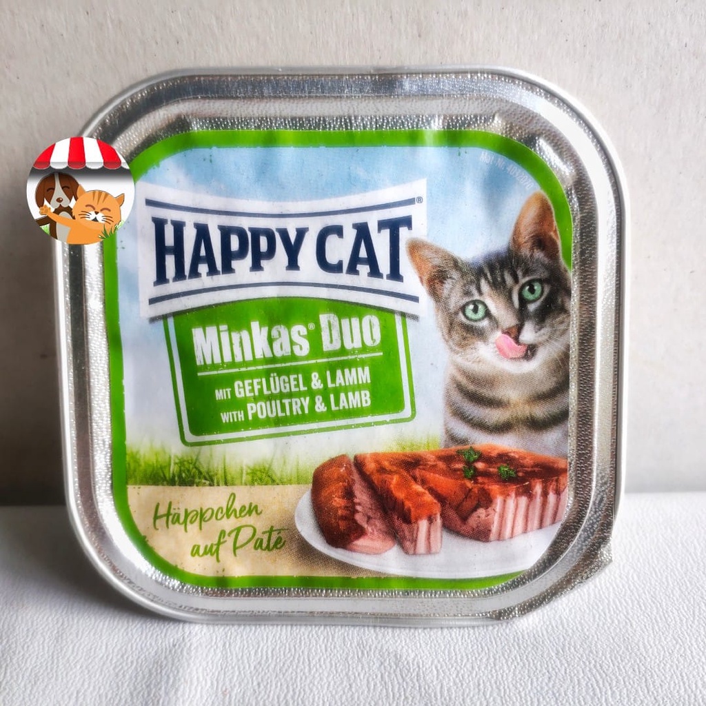 Happy Cat Minkas Duo Makanan Kucing Basah Daging Ayam dan Domba 100gr
