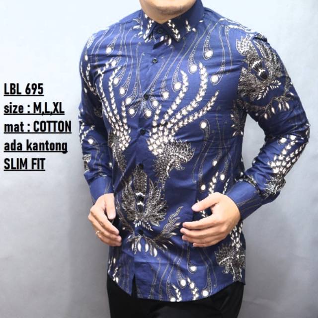 KEMEJA BATIK PRIA SLIM FIT ORIGINAL LUIGIBATANI HEM BATIK PRIA LBL695