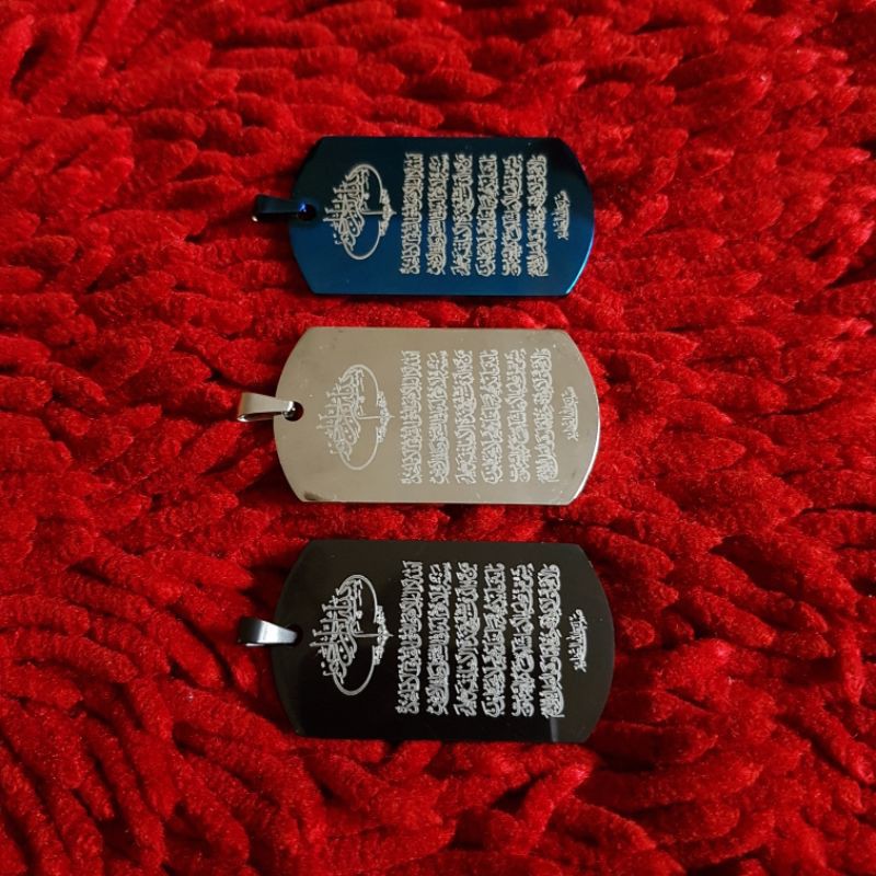 Kalung Titaniium Tauhid Muslim Ayat Kursi Arab Kaligrafi