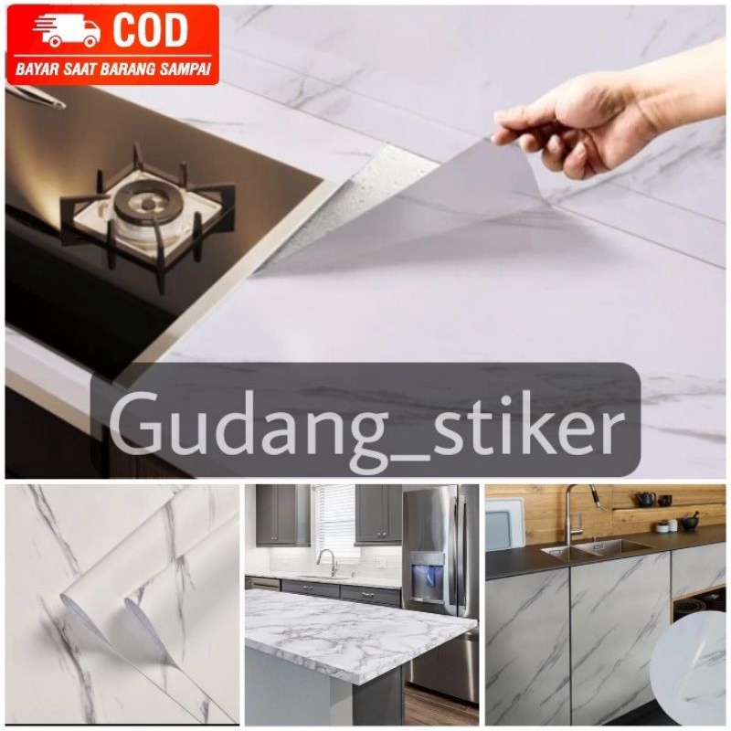 Stiker Motif Marmer Putih  Stiker Meja Makan Dapur Dekorasi Dinding Lantai stiker anti noda
