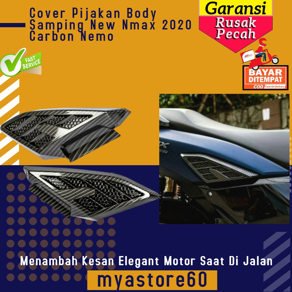 Cover Pijakan Body Samping New Nmax 2020 Carbon Nemo / Cover Body Nmax