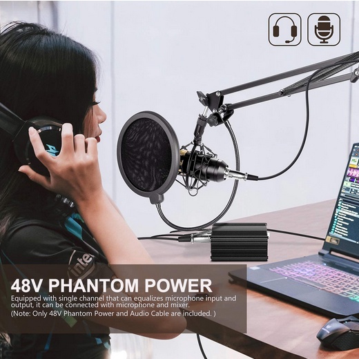 PHANTOM POWER MICROPHONE 1 CHANNEL 48V SUPPLY FOR CONDENSER MICROPHONE - RU-P48V - BLACK-6