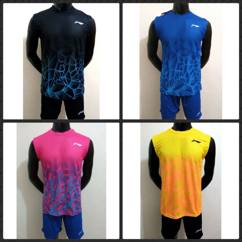 BAJU SETELAN SINGLET BADMINTON L150P/ BAJU BADMINTON DEWASA LINING