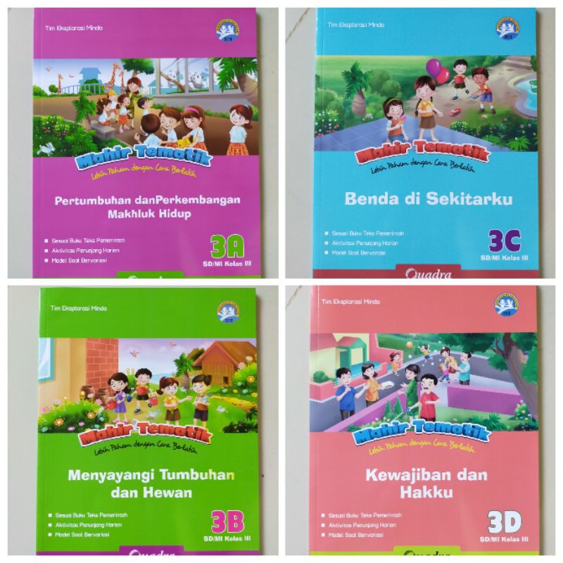 ORI satu paket buku mahir tematik K13 Quadra kelas 3 ABCD semester 1 edisi terbaru