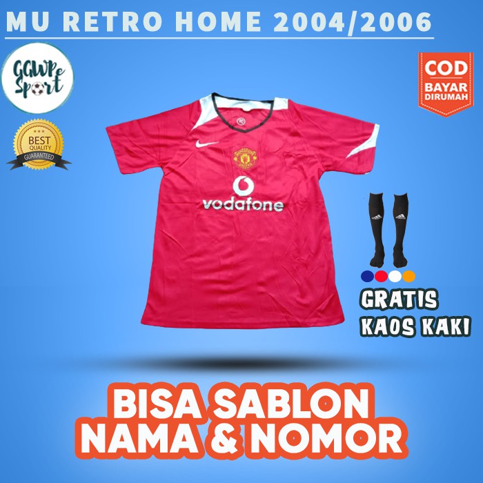 JERSEY RETRO MU HOME 2004 2006 KUALITAS JAMINAN TERBAIK GRATIS KAOS KAKI