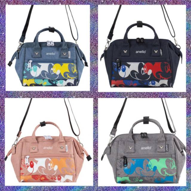 anello mickey-printed disney mouse mini boston shoulder bag tas original authentic asli