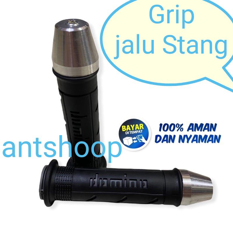 Handgrip domino garis + jalu stang chrome universal semua motor Nmax PCX Mio Vario New RX KING Tiger Revo CBR 250R Ninja HANDGRIP PLUS BANDUL JALU STANG