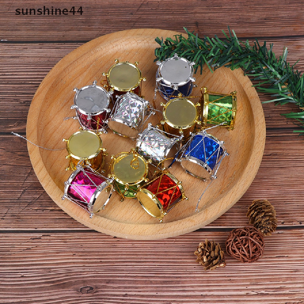 Sunshine 12pcs Ornamen drum Mini Warna-Warni Untuk Dekorasi Pohon Natal