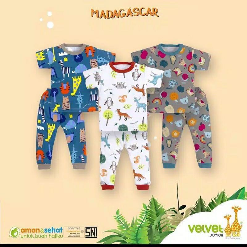 VELVET Setelan Baju Pendek Celana Panjang S, M, L (MADAGASKAR)