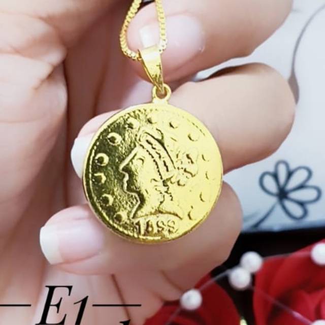 Kalung koin lapis emas 24k erlaris 575