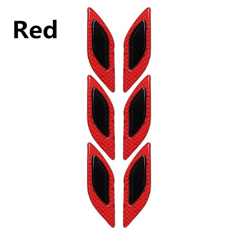 LARATH Carbon Fiber Car Sticker Auto Warning 6 Pcs MERAH