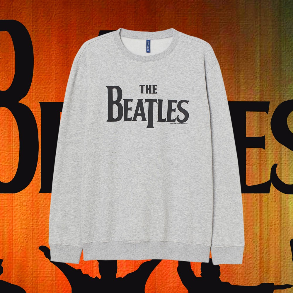 Crewneck Sweater Pria Wanita Hnm H&amp;M Beatles Bordir Grey / Abu Full Tag