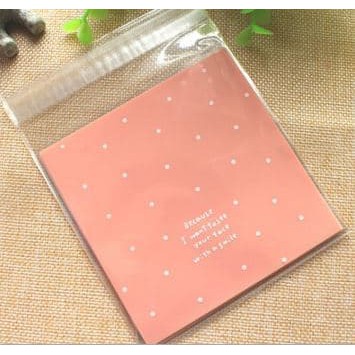 

NR plastik kemasan kue cemilan pink polkadot 10x10 cm hpk029