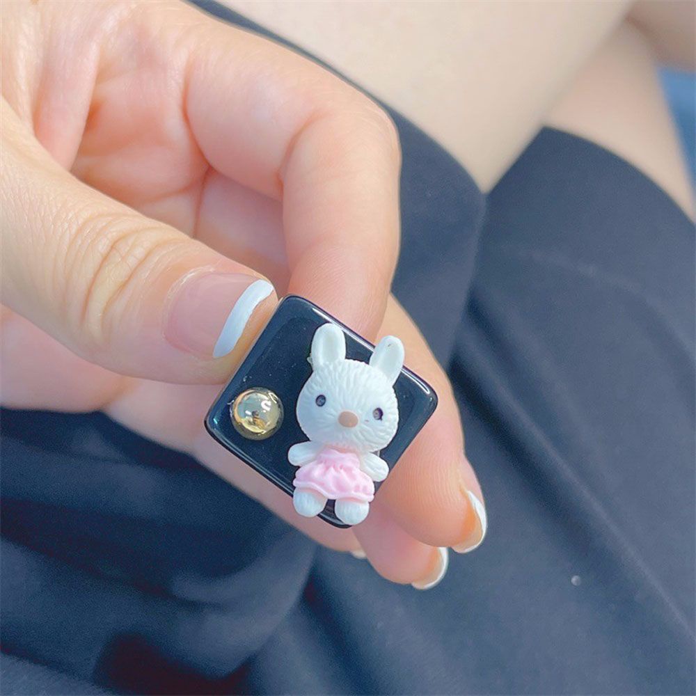 Needway  Women Girls Finger Ring 2021 New Style Fashion Accessories Resin Rings Bear Rabbit Bunny Dog Cute Lovely Acrylic Resin Sweet Korean Cartoon Animal Party Jewelry