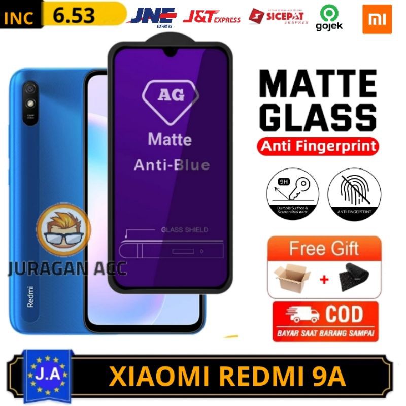 Tempered Glass Full Layar Anti Minyak Blue Matte Xiaomi Redmi 9A TG AntiGores Radiasi Xiomi Redmi 9A