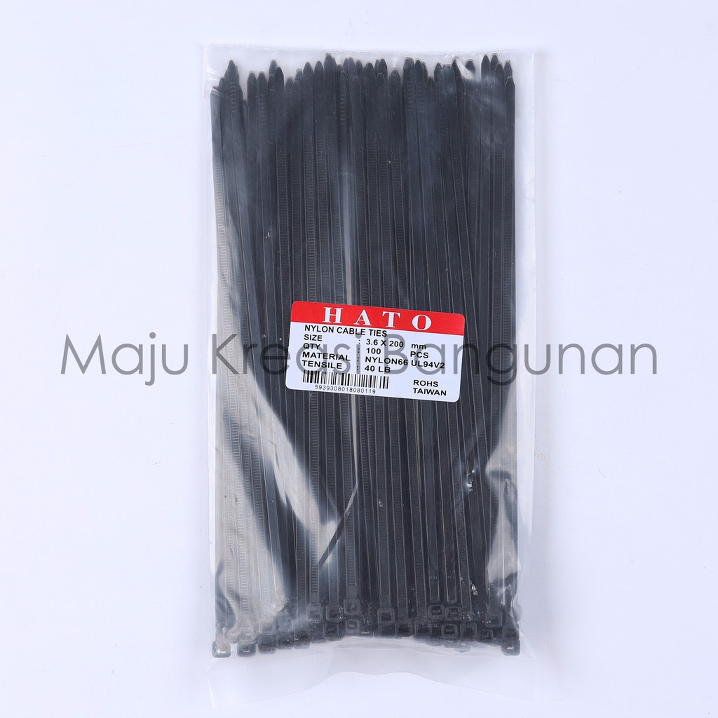 Kabel Ties 3,6 x 200mm Hitam Putih 200 mm 20cm 20 cm Cable Cableties