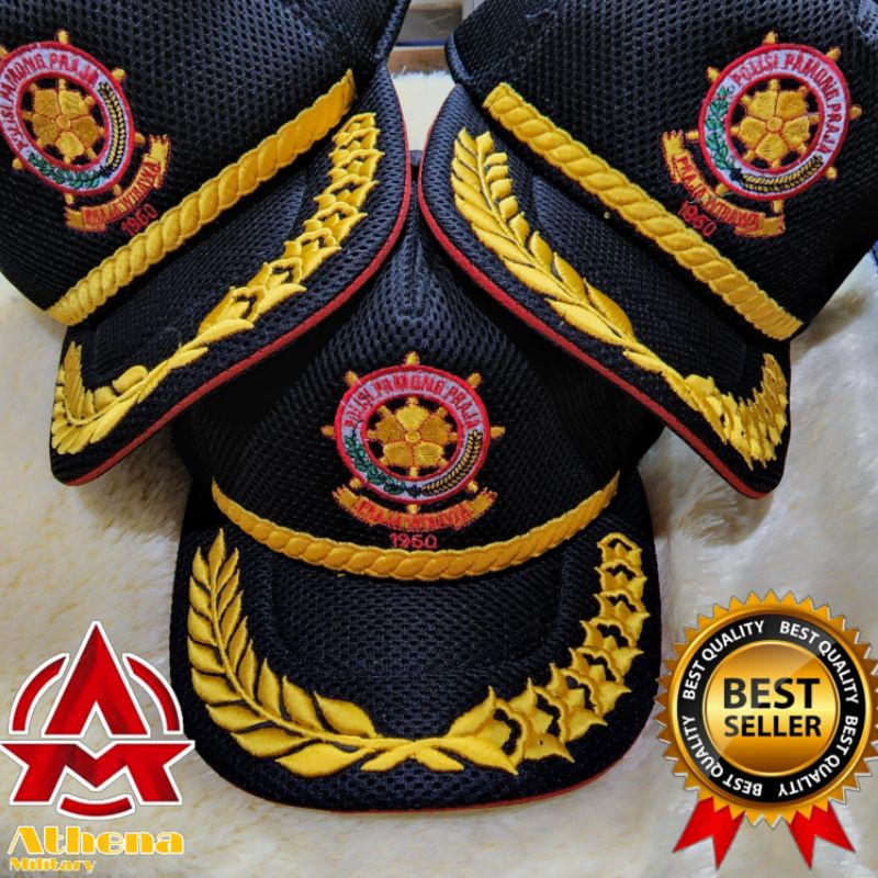 Topi POL PP Hitam jaring  logo list padi kapas