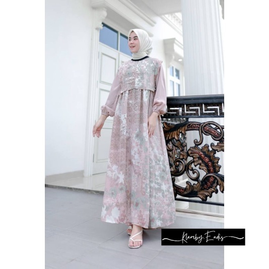 GAMIS CORINA SWEDING MOTIF PREMIUM ORI BUSUI FRIENDLY OOTD MUSLIMAH KEKINIAN CANTIK REALPICT