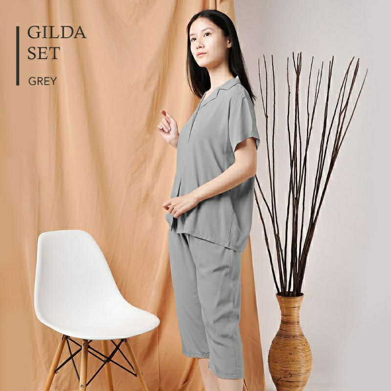 Gilda Rayon Set Polos Wanita Hitam