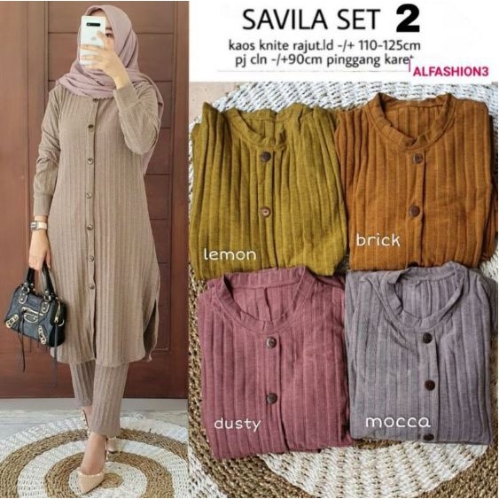 SETELAN WANITA MUSLIMAH TERBARU SAVILA SET 2 BY ALFASHION HIJAB FASHION ORI SOLO