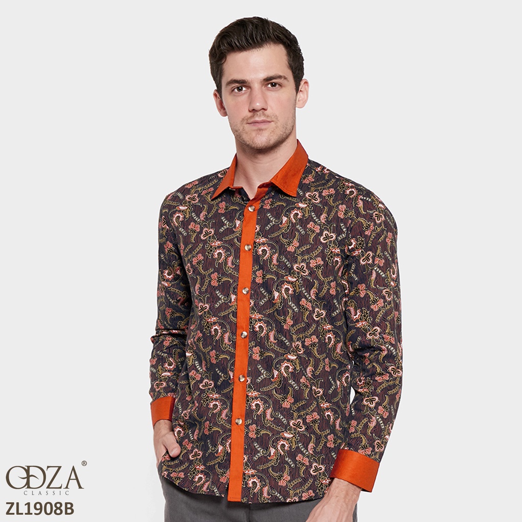 Odza Baju Batik Pria Slim Fit Murah Kemeja Lengan Panjang Baju Batik Seragam Darafa