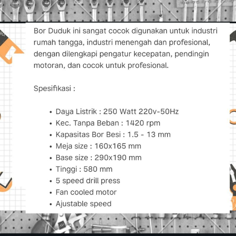 Mesin Bor 13mm Pres Duduk Listrik Electric Bench Drill Press