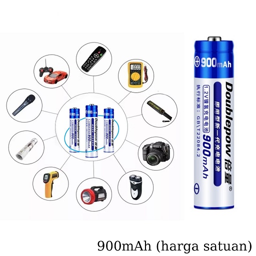 Battery Charger AAA DOUBLEPOW 1.2v 900mAh Rechargeable Baterai Cas Isi Ulang Batre Remote Ac DVD Mainan A3 Case