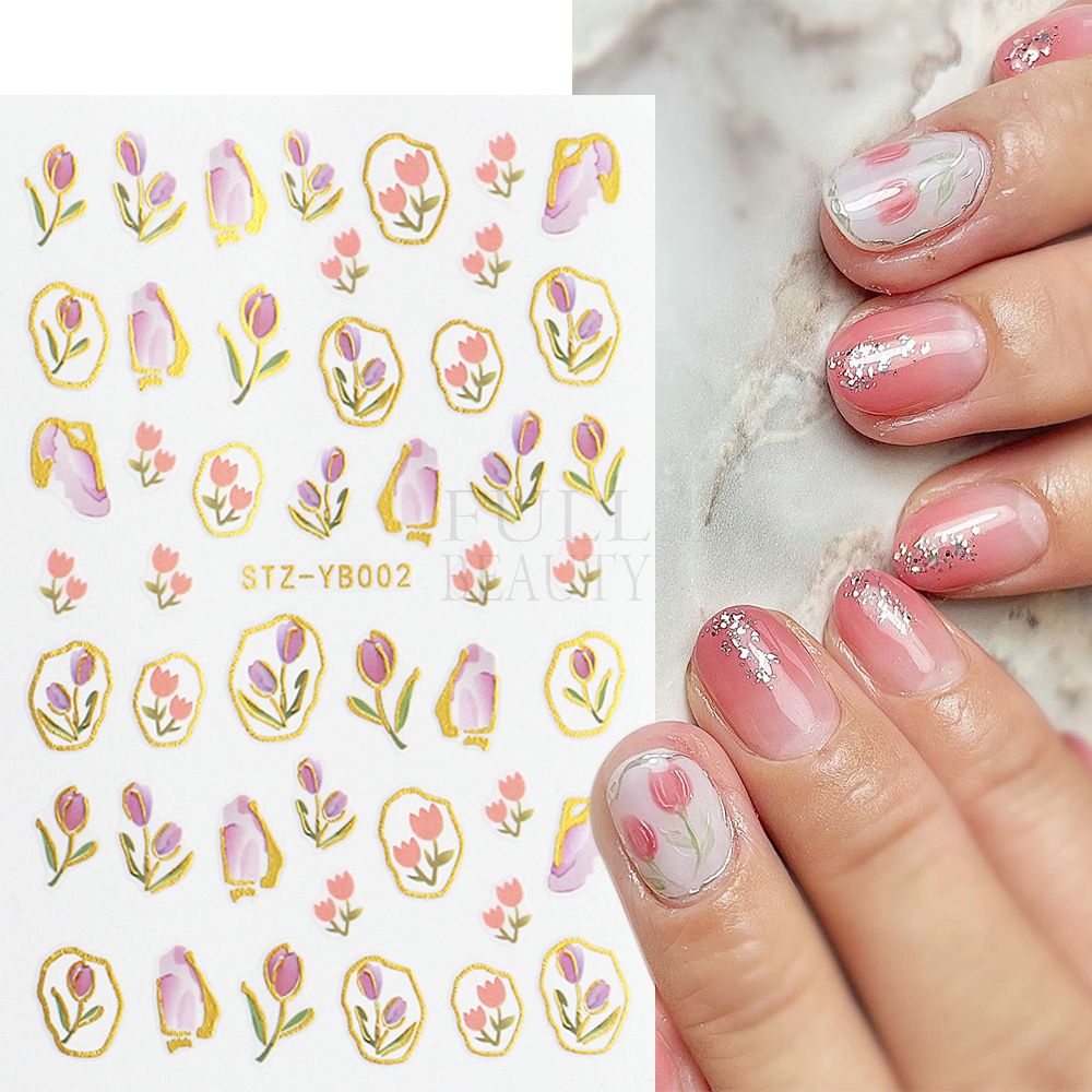 Nail Sticker Tulip Flower Stiker Kuku Bunga Instant Gaya Jepang / Nailart Sticker